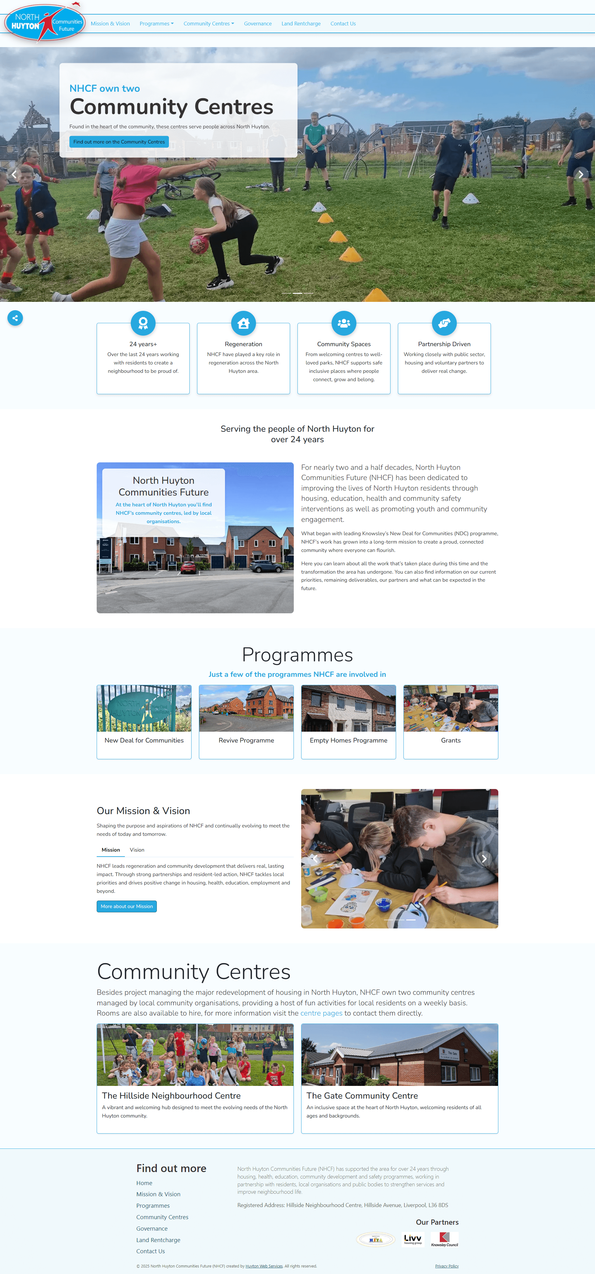 Showing information on North Huyton Communities Future bespoke website
